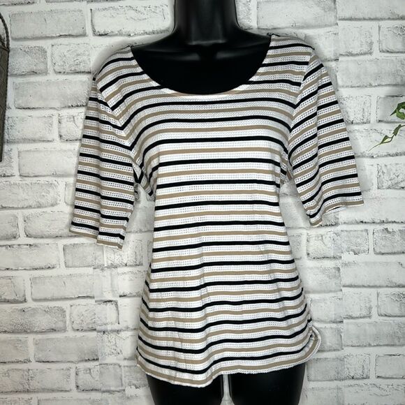 Croft & Barrow Striped 3/4 Sleeve Layered Shirt Top Size XL - Picture 1 of 6